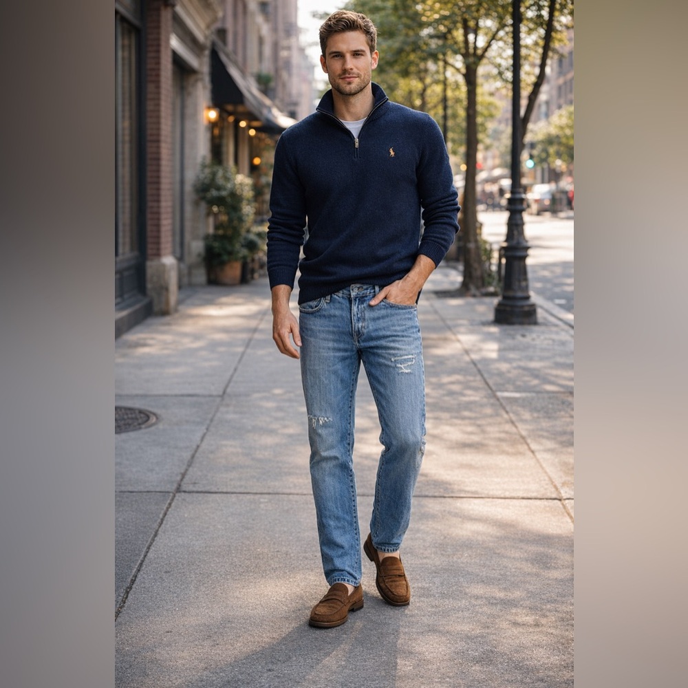 Polo Ralph Lauren Men's Hampton Relaxed Straight Blue Jeans 36 x 30 Blokecore